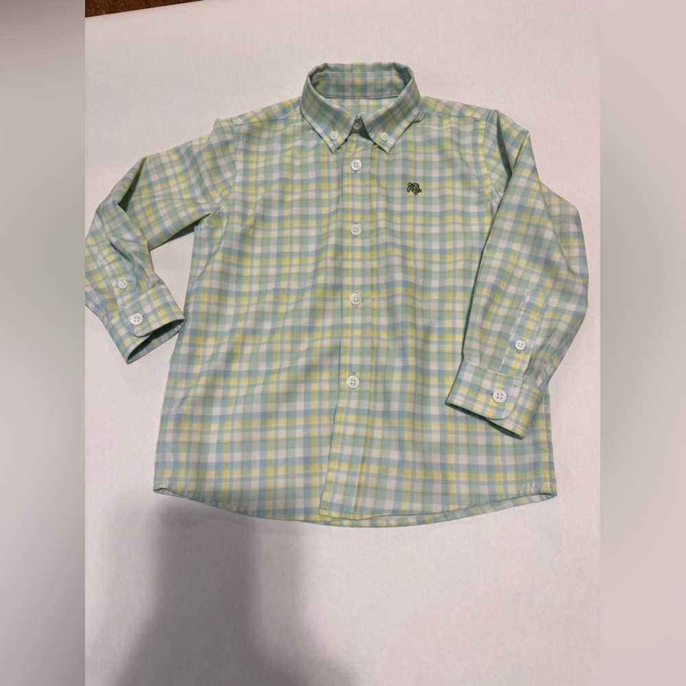 Boys' Plaid Button-Down Shirt in Light Green & Yellow